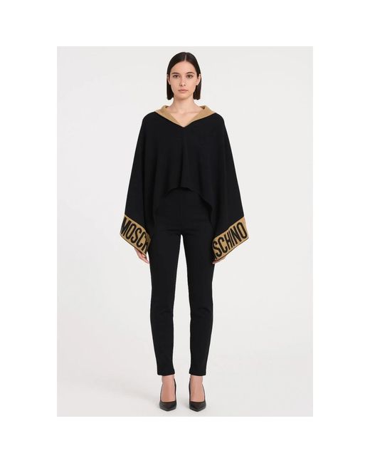 Moschino Jassen ,Zwart ,Wol Double-Face Cape in het Black