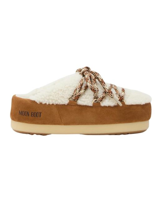 Moon Boot Schoenen ,Bruin ,Suède Evx Shearling Mule in het White