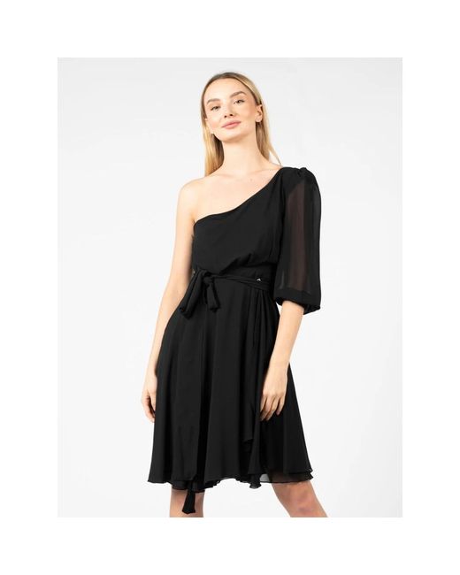 Pinko Kleedjes ,Zwart ,Polyester Asymmetrische Jurk in het Black