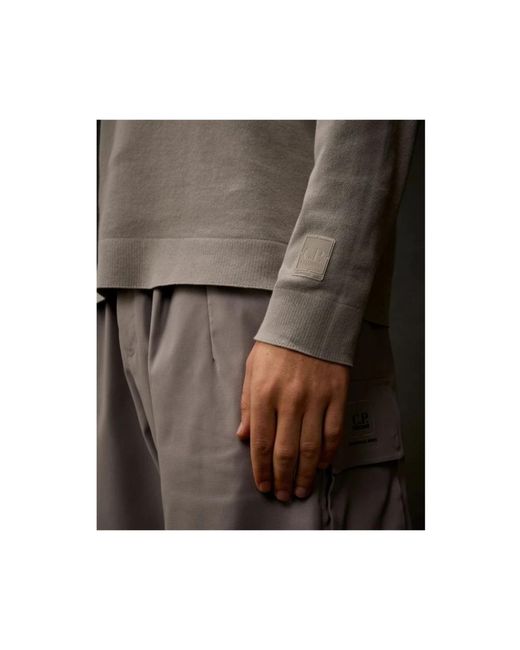 C P Company Gray Round-Neck Knitwear for men