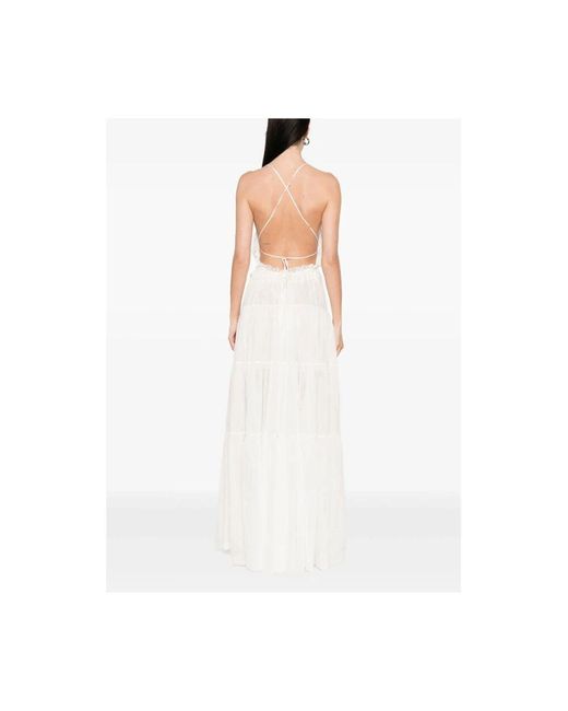 Ermanno Scervino White Weißes V-Ausschnitt Stufenrock Kleid