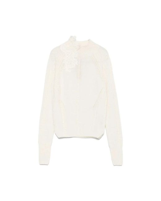 Ermanno Scervino Witte Bloemen Kabeltrui in het White