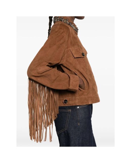 Ermanno Scervino Jassen ,Bruin ,Leer Leren Jas in het Brown