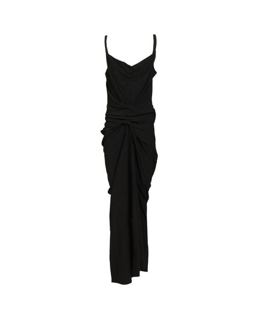 Rick Owens Black Long Draped Cady Dress
