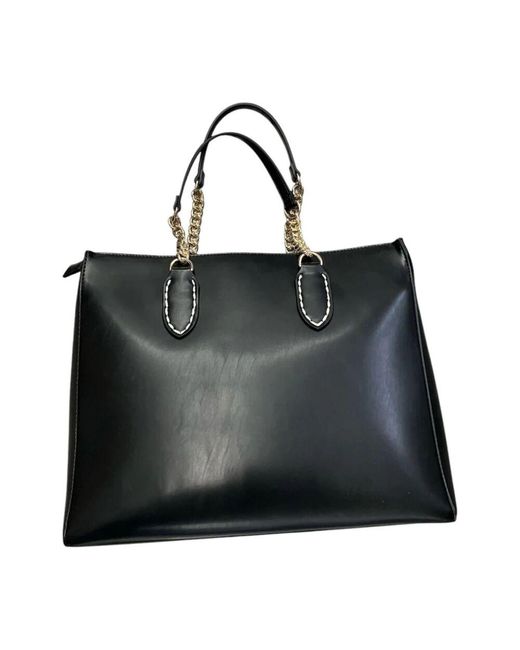 Manila Grace Black Vegane Leder-Schultertasche
