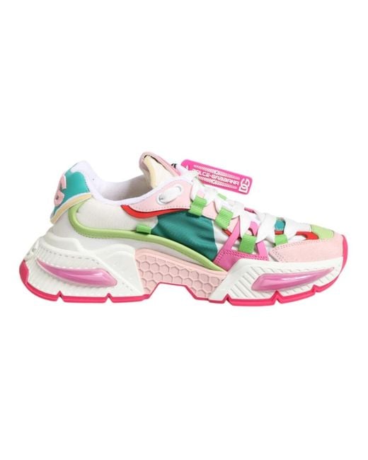Dolce & Gabbana Pink Leder Airmaster Low Top Sneaker