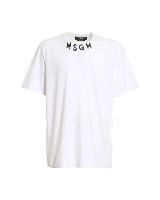 MSGM Weiße Logo Paint Coll T-Shirts in White für Herren