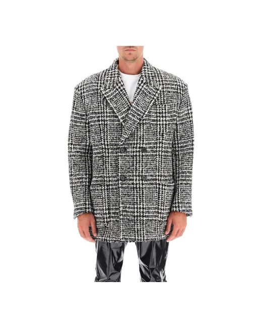 Dolce & Gabbana Karierte woll-doppelreiher-jacke in Gray für Herren