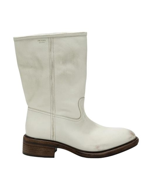 Prada Gray Heeled Boots