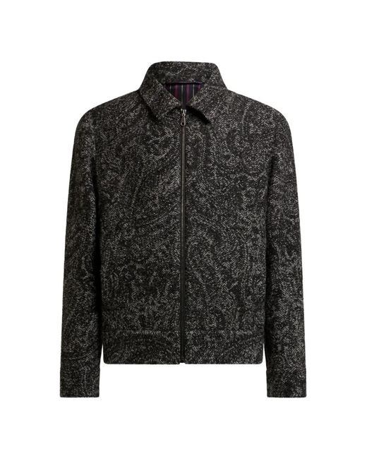 Etro Wool-Blend Jacquard Bomber Jacket in het Black voor heren