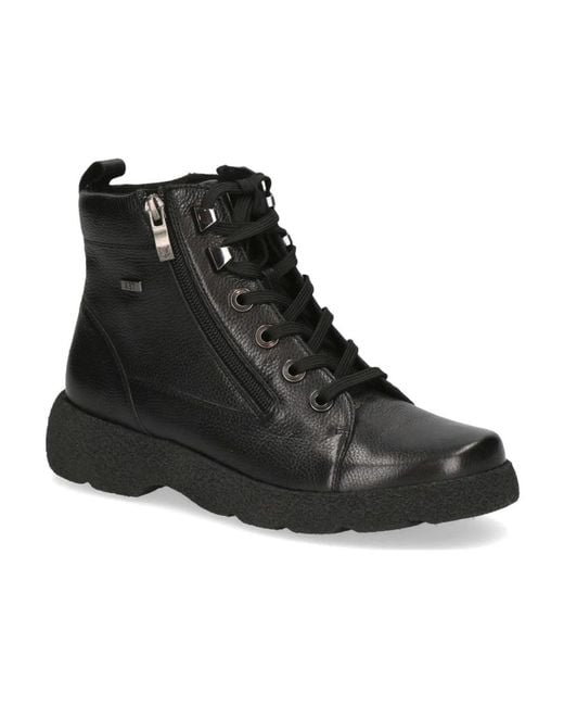 Caprice Black Lace-Up Boots