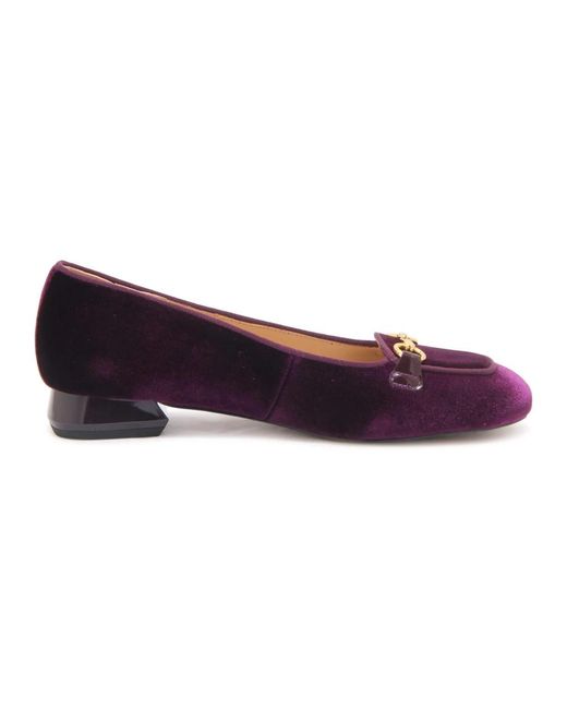 Emanuélle Vee Schoenen ,Paars ,Fluwelen Loafer Audrey Mocassin in het Blue
