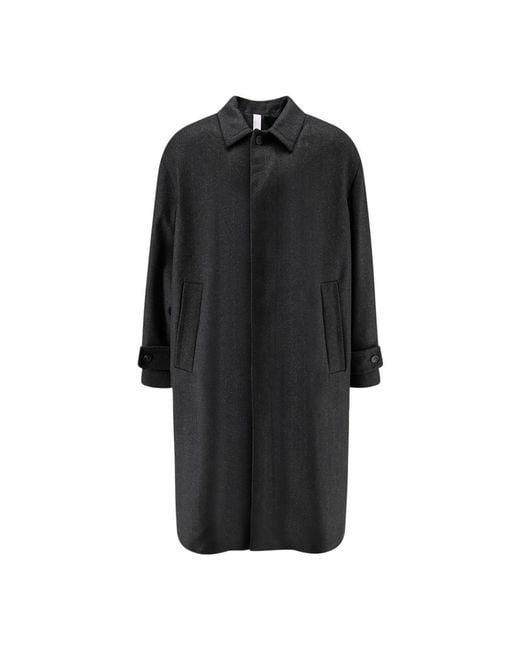Hevò Black Single-Breasted Coats for men