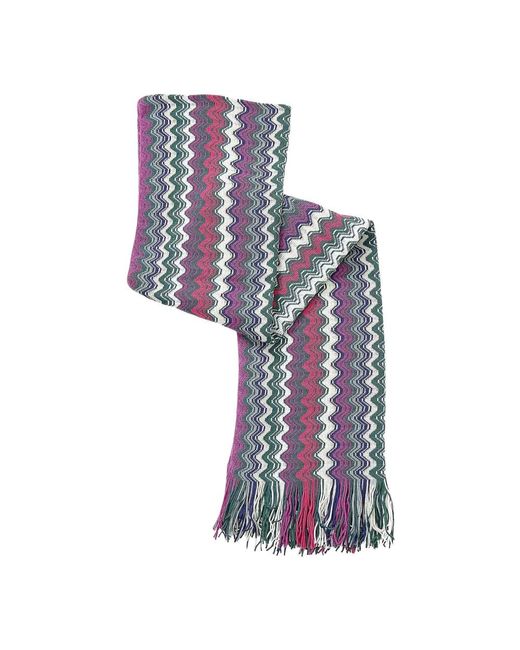 Missoni Blue Zigzag Fringed Scarf