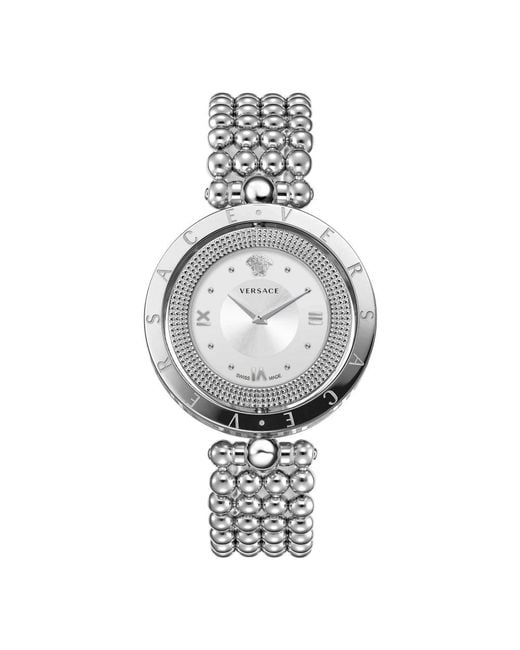 Versace Accessoires ,Grijs ,Dameshorloge Eon Zwart 33,6Mm Ve 7900520 in het Metallic