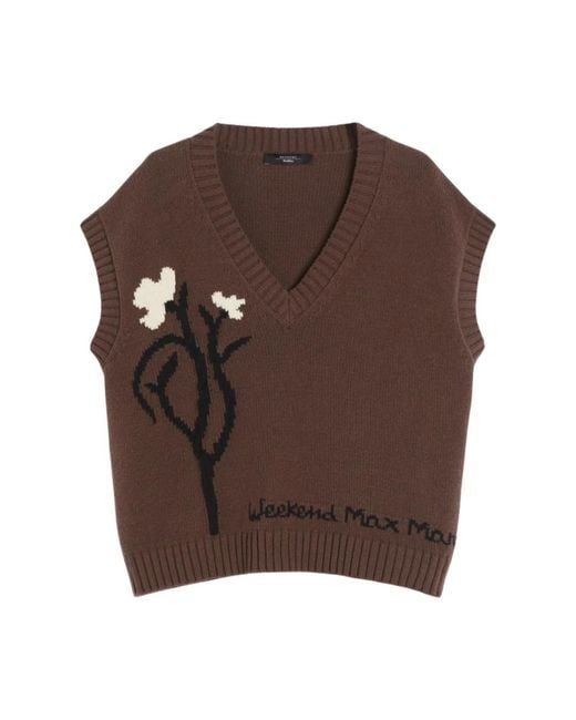 Weekend by Maxmara V-Neck Knitwear in het Brown