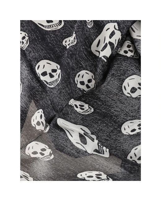 Alexander McQueen Schwarzer Schal Mit Trompe L'Oeil Print in Gray für Herren