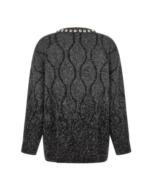 Pinko Gray Round-Neck Knitwear