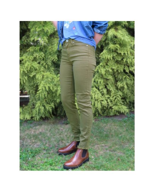 Denim Studio Green Slim-Fit Trousers