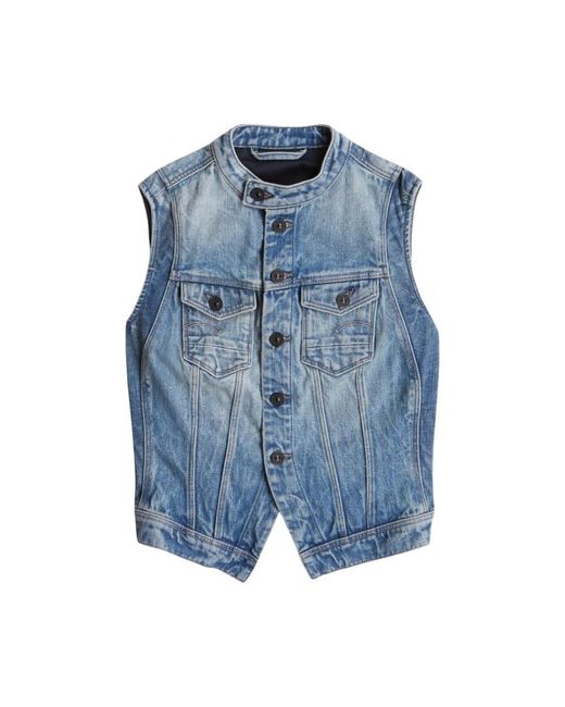 G-Star Jassen ,Blauw ,Denim Vests in het Blue