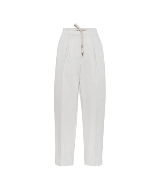 Pantalones de talle alto plisados Brunello Cucinelli de color White