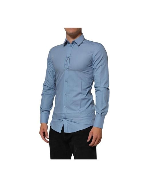 Dolce & Gabbana Blauw Katoenen Gekraagd Formeel Overhemd in het Blue voor heren