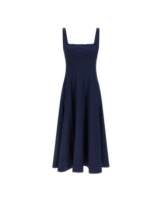 Staud Kleedjes ,Blauw ,Katoen Wells Midi Jurk in het Blue