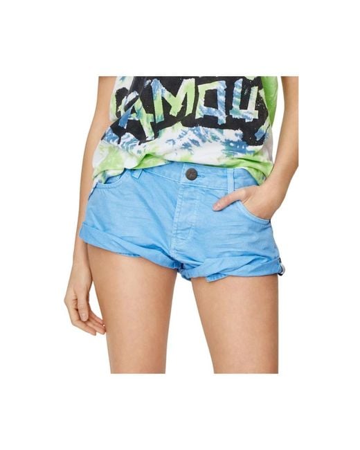 One Teaspoon Blue Regenbogen Low Rise Denim Shorts