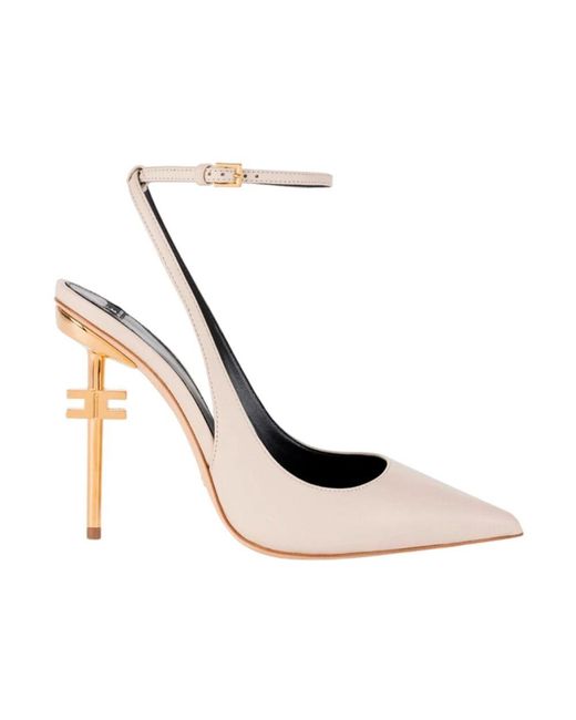 Elisabetta Franchi White Spitz zulaufende slingback pumps