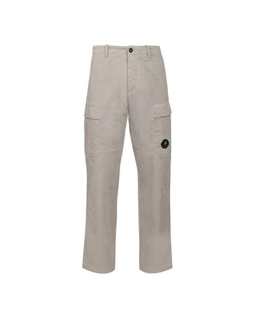 C P Company Gray Straight Trousers for men