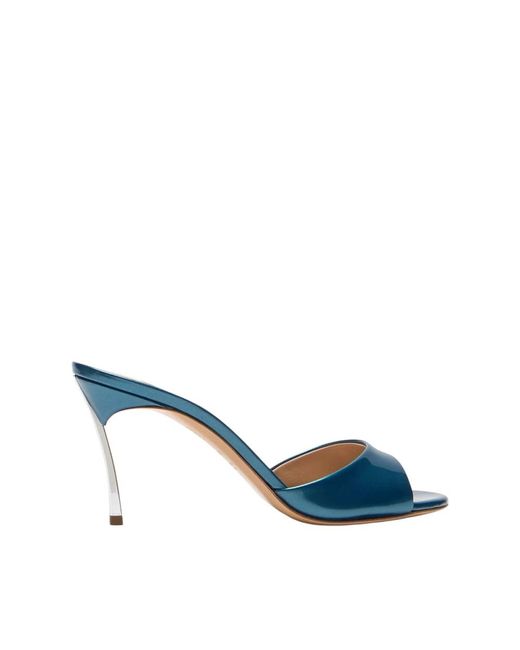Casadei Blue Heeled Mules