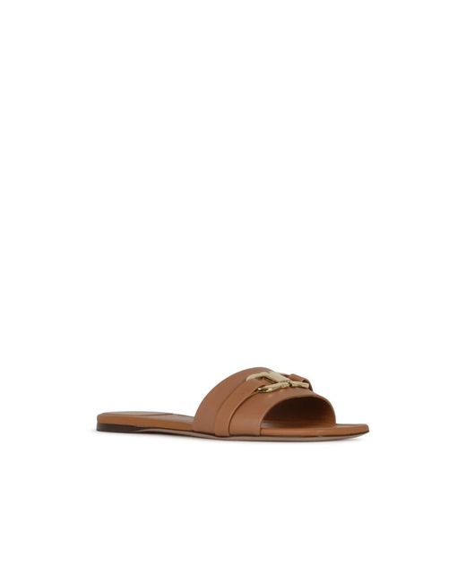 Ferragamo Brown Leah Flat Slide