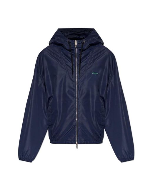 Versace Lichtgewicht Jack Met Capuchon in het Blue voor heren