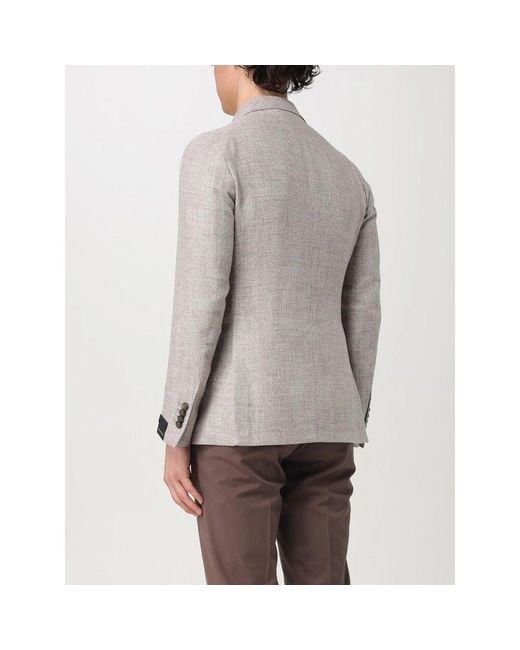 Tagliatore Leinenblazer Mit Doppelreihiger Knopfleiste in Gray für Herren