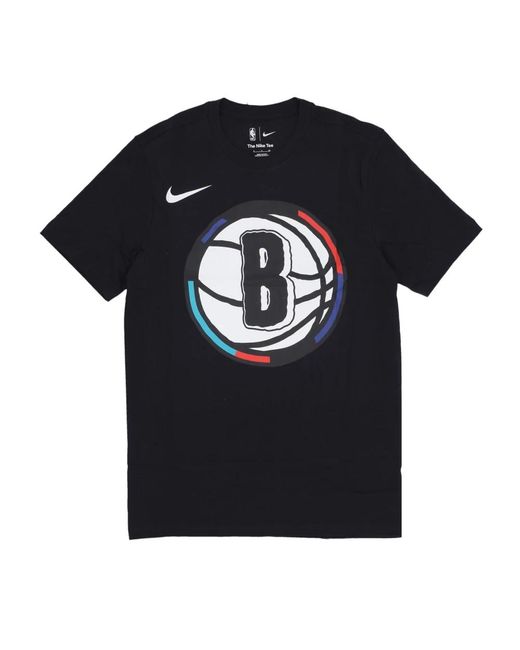 Nike Fitness ,Zwart ,Katoen Brooklyn Nets Nba Logo Tee Zwart in het Black voor heren