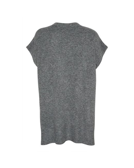 Kaffe Truien & Vesten ,Grijs ,Donkergrijze Melange Gebreide Poncho Met Mouwen in het Gray