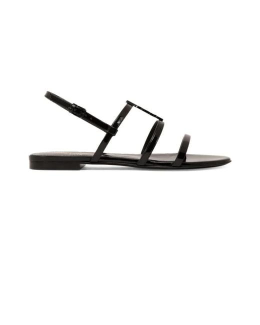Saint Laurent Black Flat Sandals