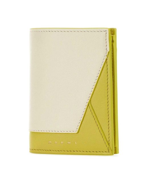 Marni Accessoires ,Geel ,Leer Bi-Tone Leren Portemonnee/Kaarthouder in het Yellow