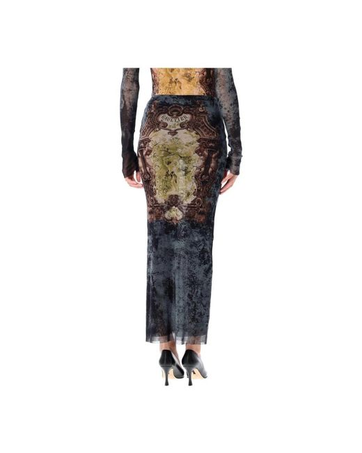Jean Paul Gaultier Black Vintage Print Maxi Rock