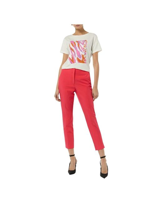 Comma, Red Slim viscose mix cropped trousers