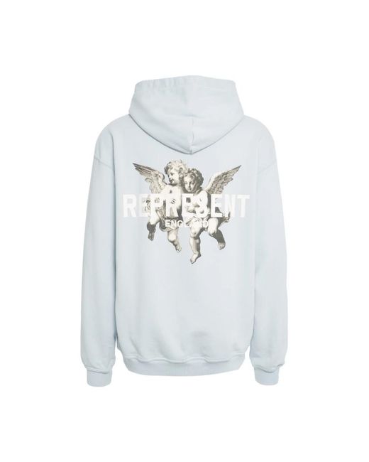 Represent Hoodies & Sweatvesten ,Blauw ,Urban Style Hoodie Met Borstprint in het Blue voor heren