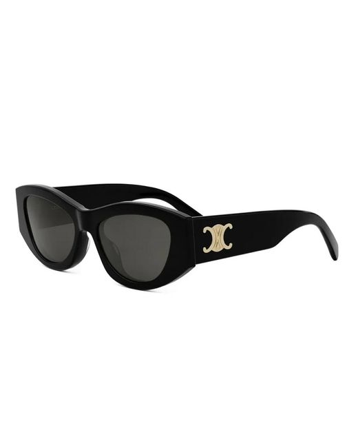 Céline Geometrische Zwarte Zonnebril Met Grijze Lenzen in het Black