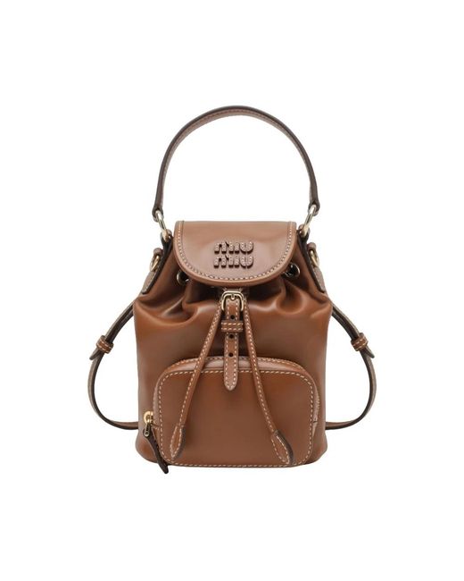 Miu Miu Brown Leather Mini Backpack