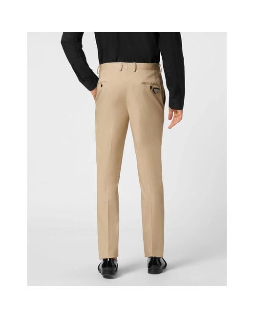 Philipp Plein Broeken ,Katoen Flat Front Chino's in het Natural voor heren