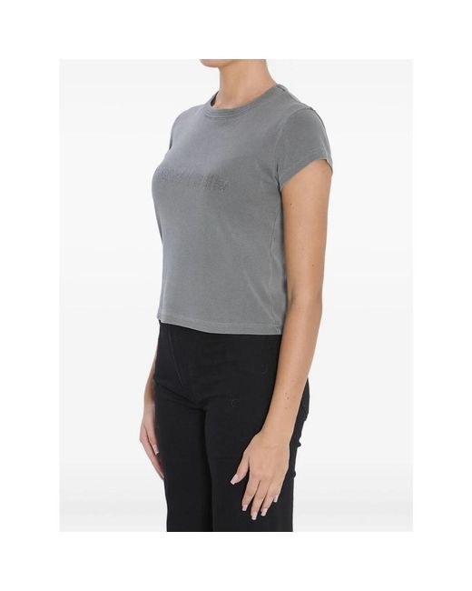 Alexander Wang Tops ,Grijs ,Katoen Crystal Hotfix Logo Cotton Baby Tee in het Gray