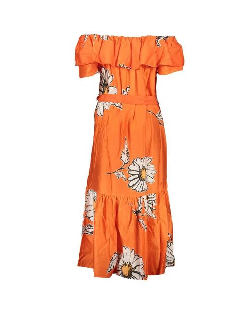 Desigual Kleedjes ,Oranje ,Katoen Oranje Katoenen Jurk Met Riem in het Orange