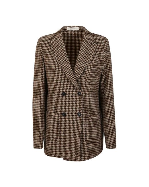 Massimo Alba Jassen ,Groen ,Wol Houndstooth Wol Blazer Dubbel-Breasted in het Brown