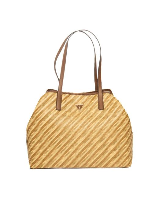 Guess Vikky Raffia Maxi Shopper in het Natural