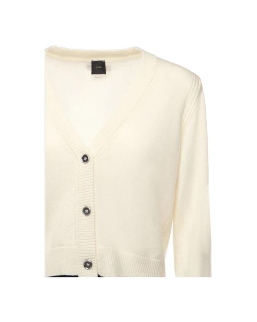 Pinko Truien & Vesten ,Wit ,Wol Merino Cashmere Sweater Ribbed Cuffs in het Natural