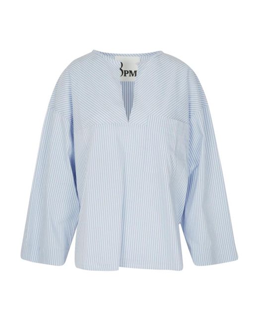 Blusa de popelina con bolsillo en el pecho 8pm de color Blue